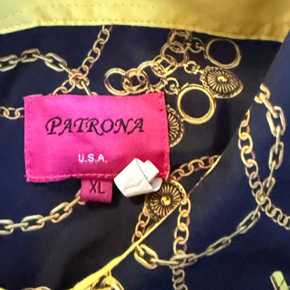 Patrona USA XL Vintage Baroque Gold Chain Print Shirt Versace Style Y2K Clubwear - Picture 5 of 12